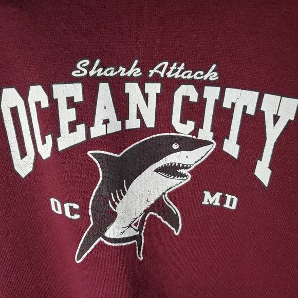 90's Ocean City Shark Attack Jerzees Woman Size XL  Made In USA - Picture 2 of 4